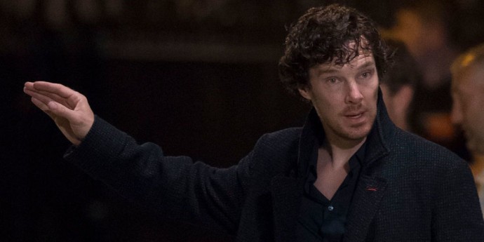 Benedict Cumberbatch en el rodaje de la 4ª temporada de Sherlock