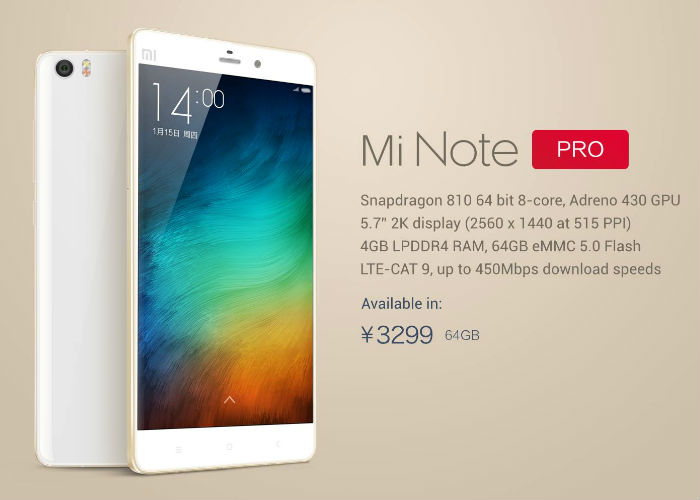 Presentado oficialmente el Xiaomi Mi Note Pro