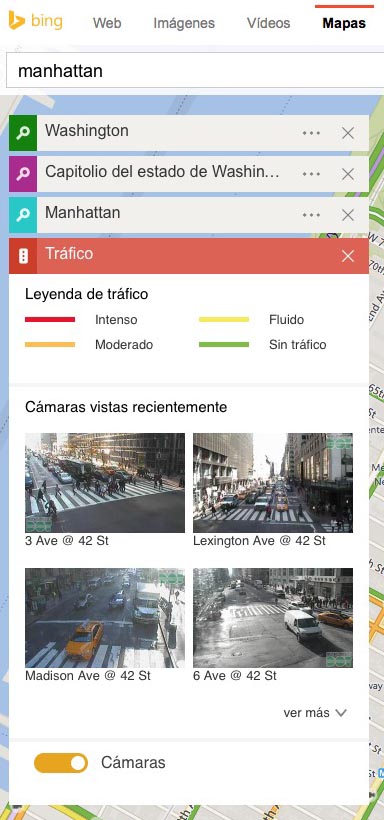 Bing mapas resumen camaras