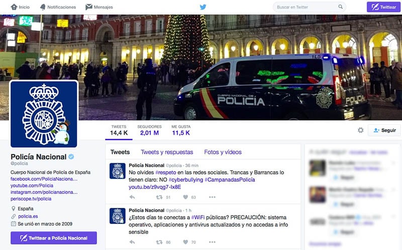 Twitter policia nacional