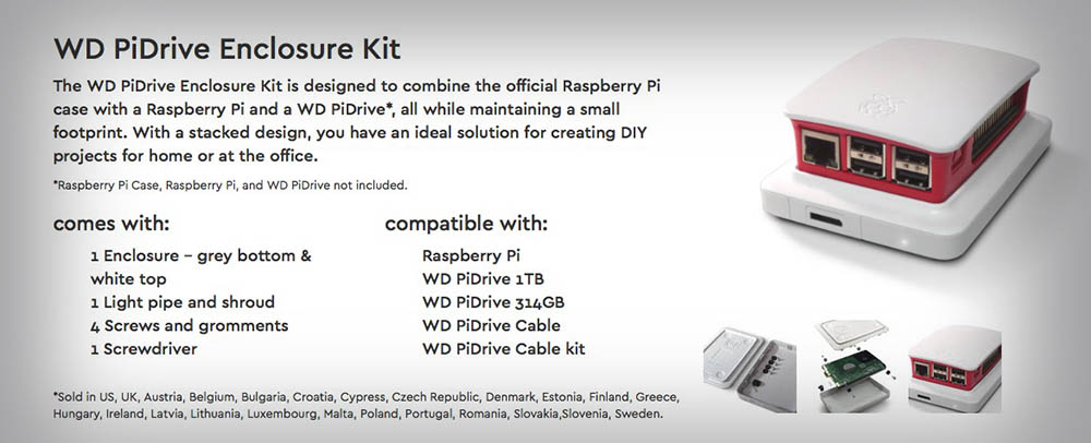 Caja para WD PiDrive disco Raspberry