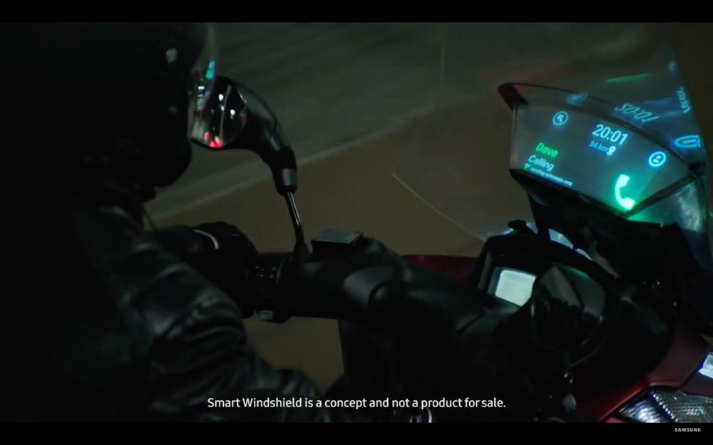 Samsung crea un parabrisas o cúpula inteligente para motos