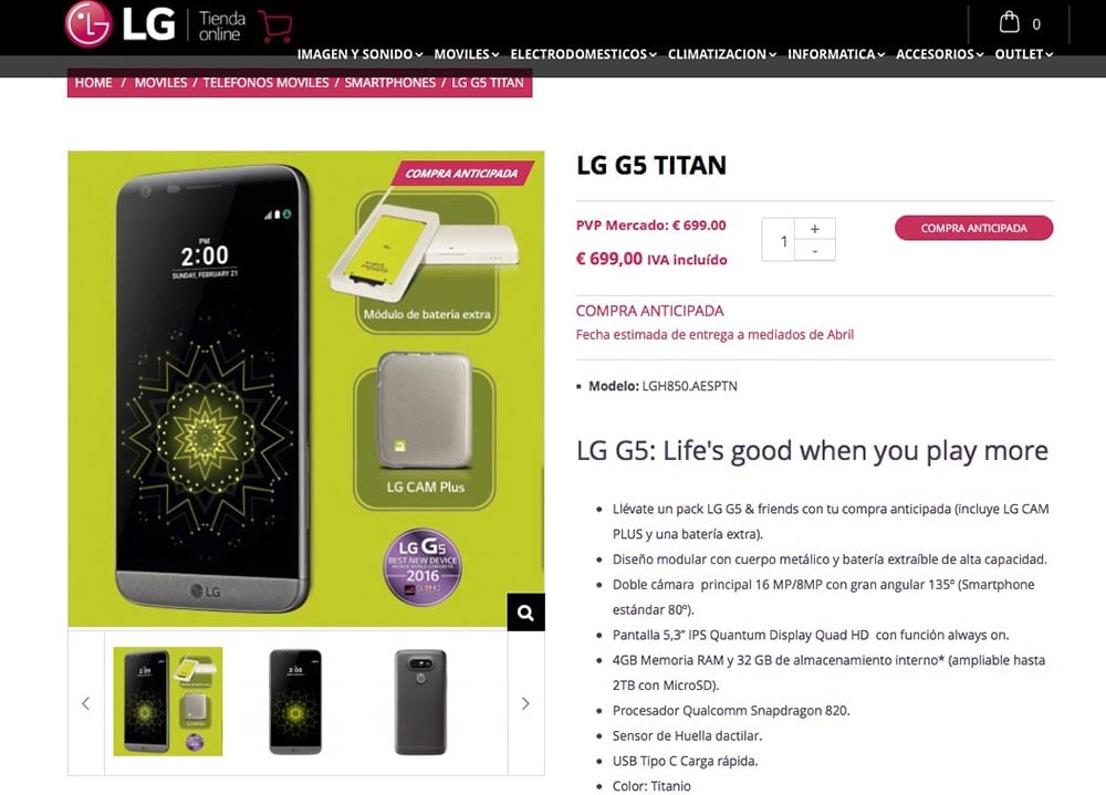 Web LG Compra LG G5