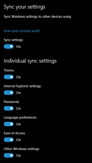 Sincroniza ajustes Windows 10