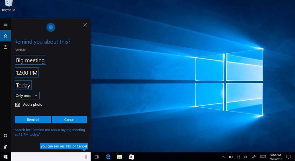 Windows 10 aniversario Cortana