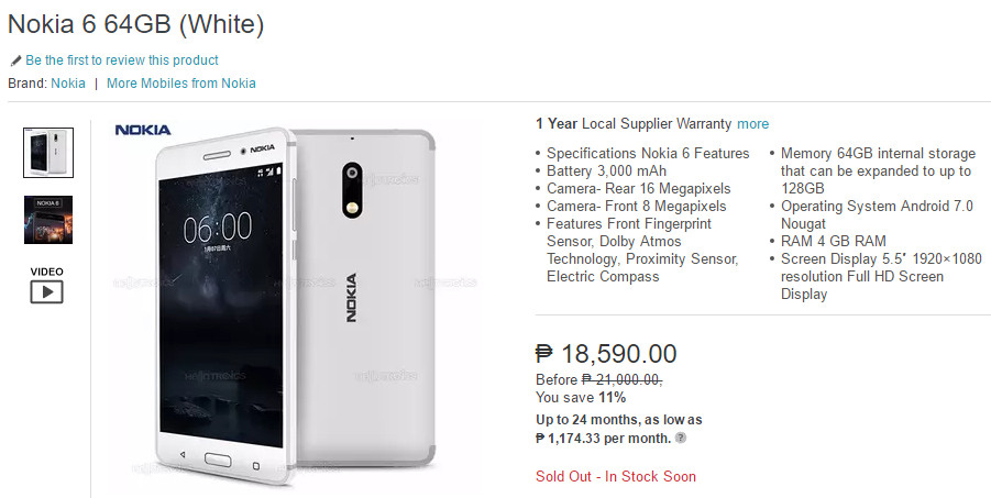 El Nokia 6 sale a la venta fuera de China y en color blanco