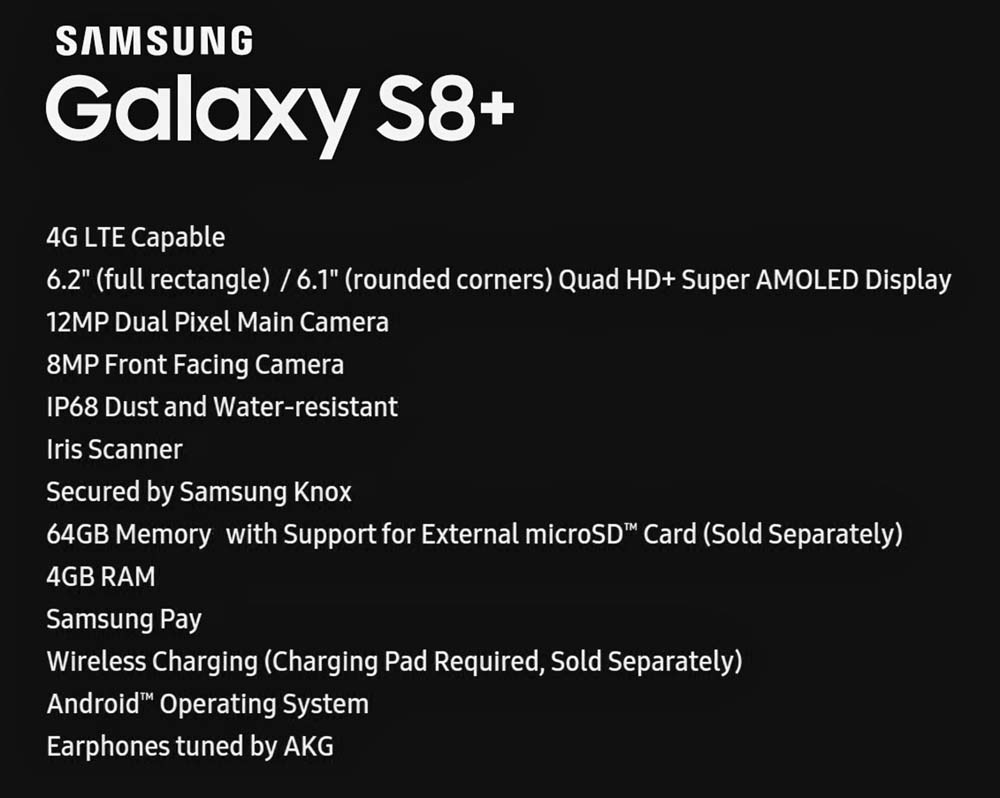 especificaciones samsung galaxy S8