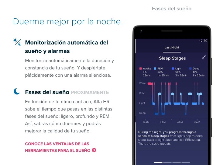 Fitbit Alta, monitorización del sueño