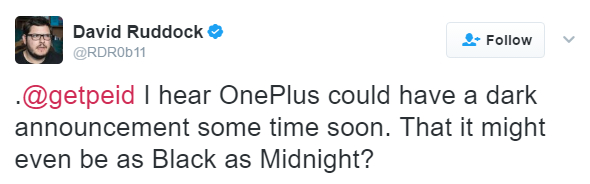 Tuit referente al OnePlus 4