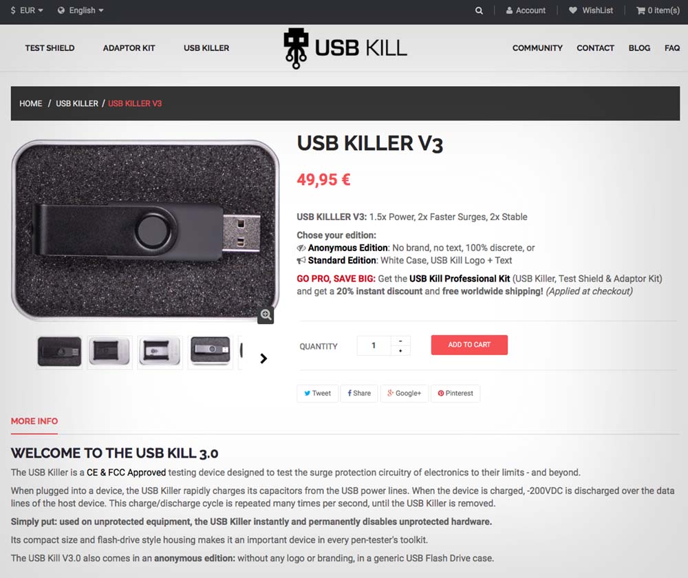 USB Killer V3, la llave USB “asesina”, ahora más efectiva y camuflada