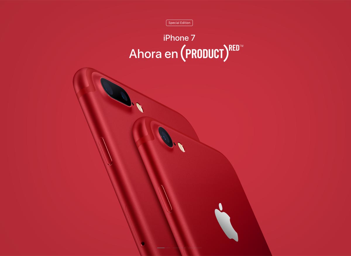 El nuevo iPhone 7 en color rojo product RED