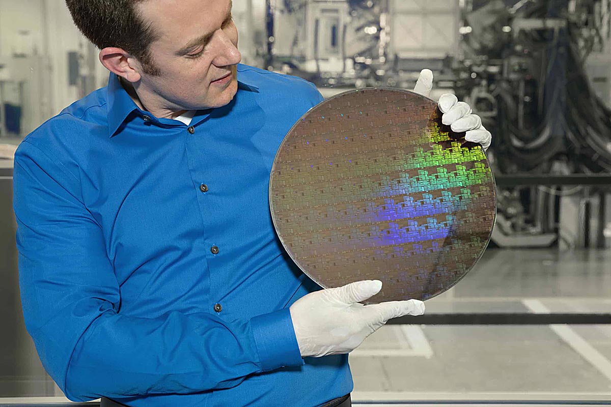 Oblea de chips 5 nanometros IBM