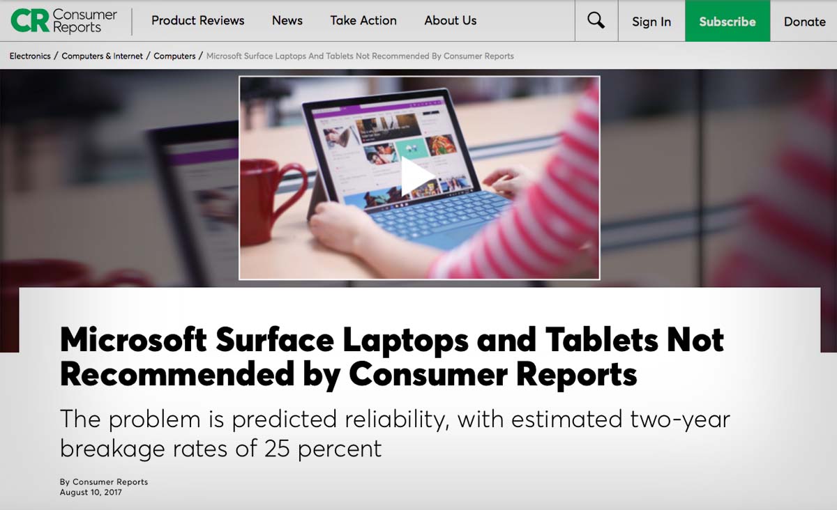 Informe Surface Consumer Reports