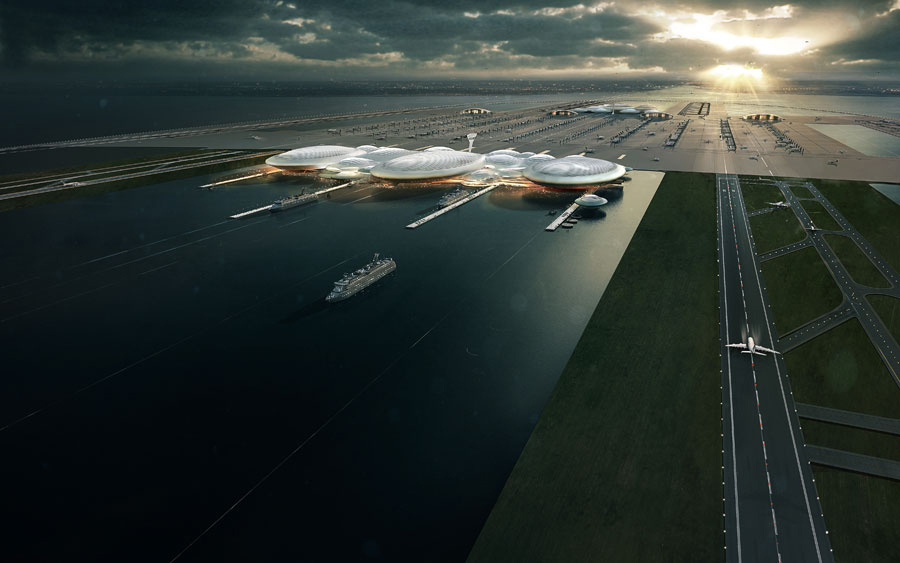Aeropuertos flotantes para luchar contra la escasez de terreno - London Britannia Airport