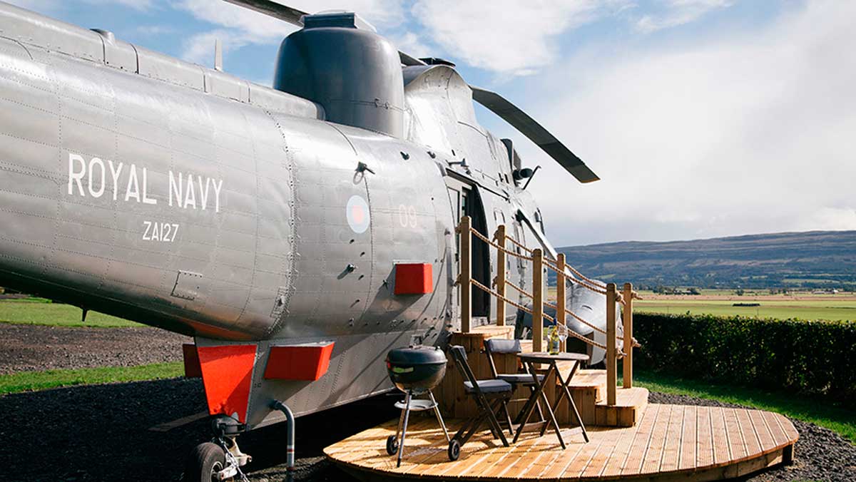 La tendencia Glamping llega al límite con este hotel helicóptero