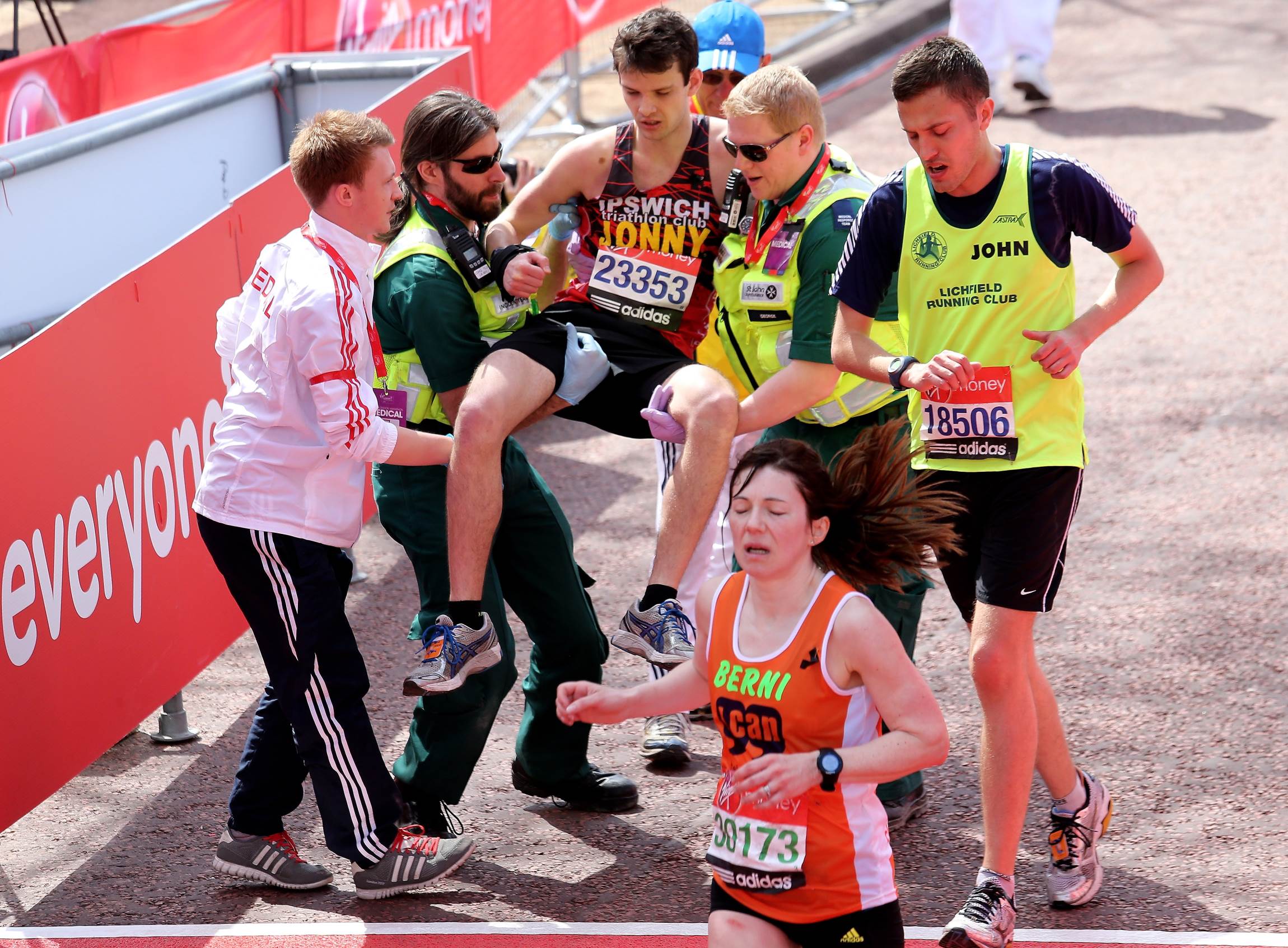 during the Virgin London Marathon 2013 on April 21, 2013 in London, England.