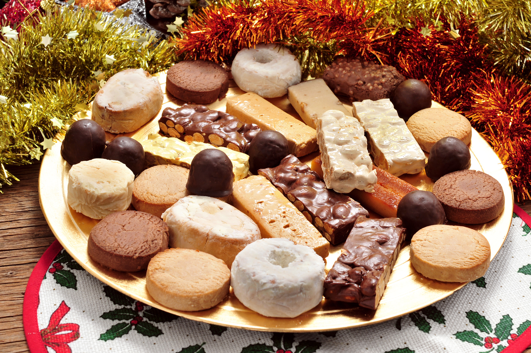 turron, polvorones and mantecados, typical christmas confections in Spain