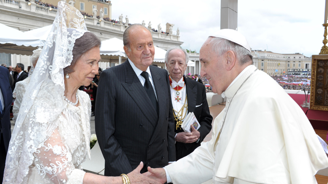 rey juan carlos, reina sofia y papa francisco