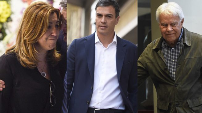 Susana Díaz. Pedro Sánchez y Felipe González