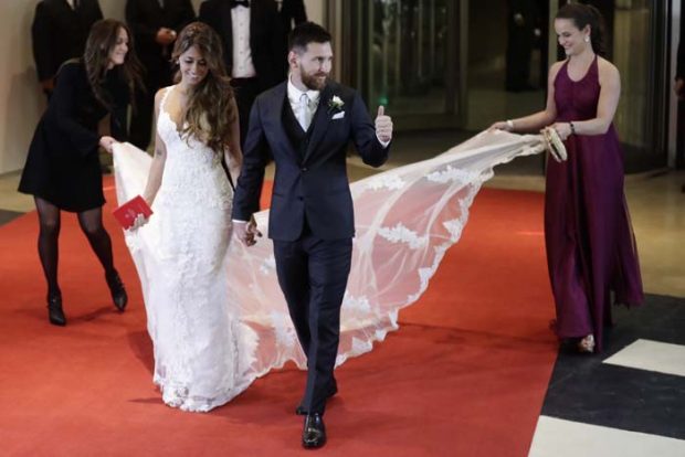 Leo Messi y Antonela Roccuzzo, ya convertidos en marido y mujer
