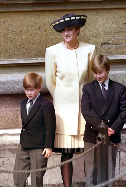 Diana de Gales con sus hijos los príncipes Guillermo y Enrique