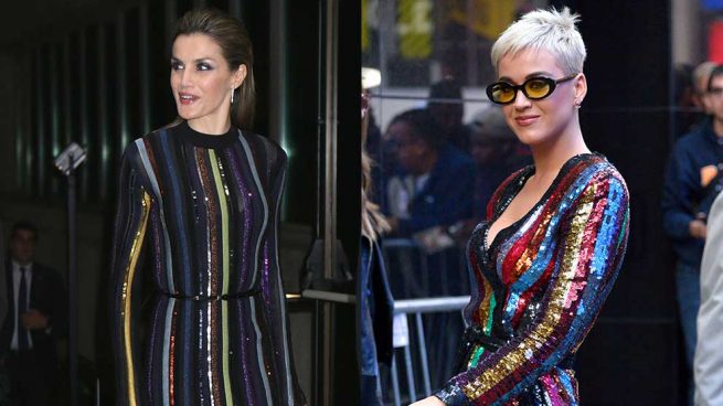 Reina Letizia Katy Perry Vestido Rayas Lentejuelas