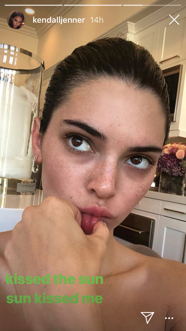 Kendall Jenner ha publicado un 'story' con la cara lavada / Instagram