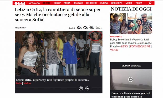 Captura de la publicación Oggi 