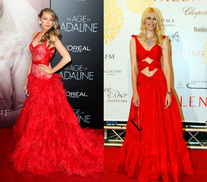 Blake Lively Claudia Schiffer rojo