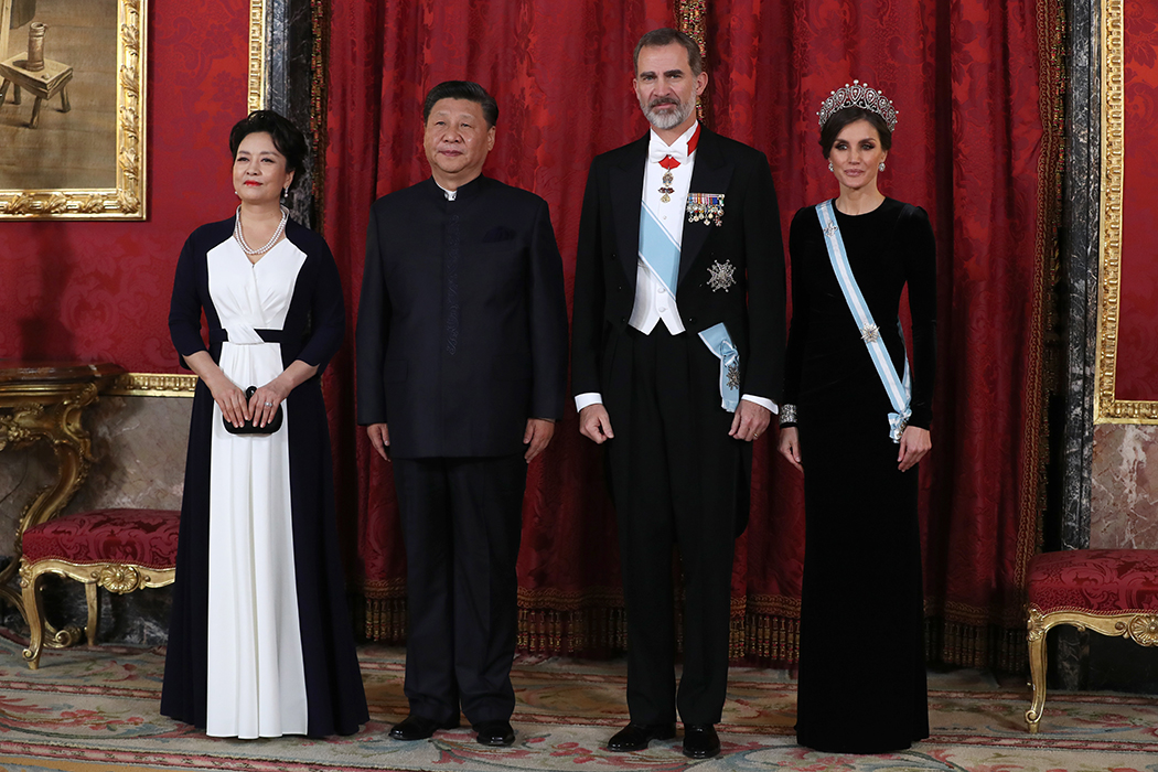 Los Reyes de España, el presidente de China y su esposa