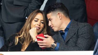 James Rodríguez y Shannon de Lima, en el palco del Bernabéu / Gtres