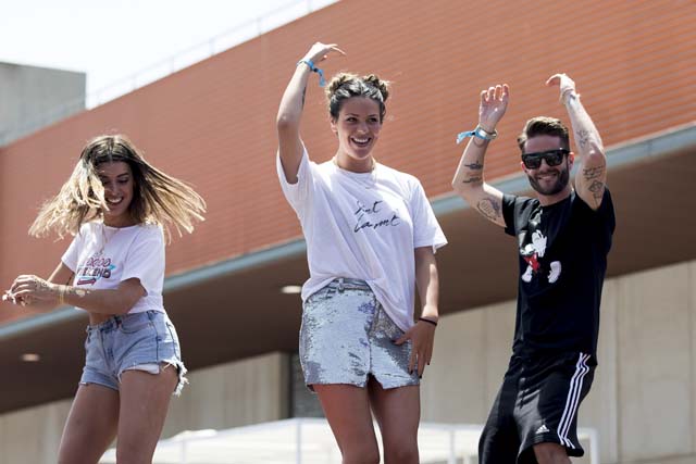 Laura Matamoros, Pelayo Díaz y Dulceida durante el festival 'Dulceweekend' 