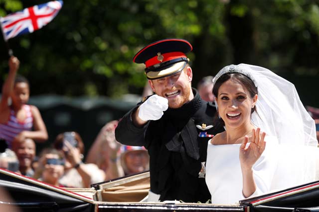 Meghan Markle y el Príncipe Harry el día de su boda