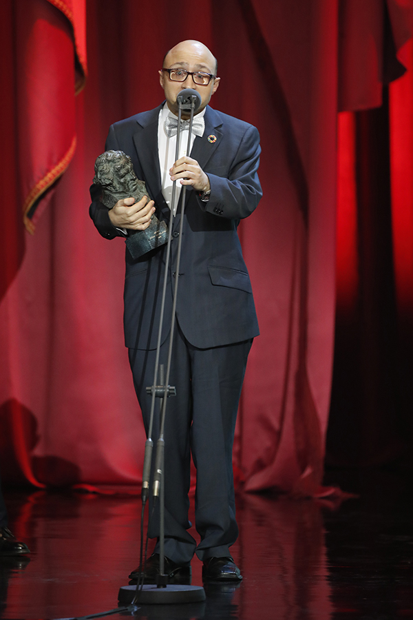 Jesús Vidal durante su discurso al recoger el Goya a Mejor Actor Revelación