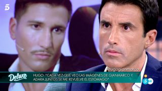 Hugo Sierra  y Gianmarco en su cara a cara en el plató de Sábado Deluxe / Telecinco