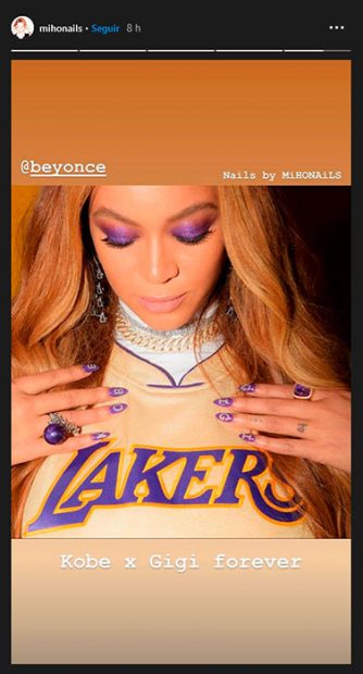 Beyoncé manicura tributo a Kobe Bryant 