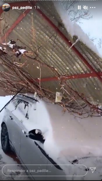 El coche de Paz Padilla sepultado por la nieve./Instagram @paz_padilla
