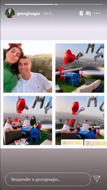 Georgina Rodríguez y Cristiano Ronaldo, con sus hijos, durante una idílica merienda celebrada este pasado jueves en su casa de Turín / Instagram: @georginagio