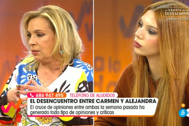 Carmen Borrego y Alejandra Rubio han aclarado que su relación está bien en 'Viva la vida'./Telecinco