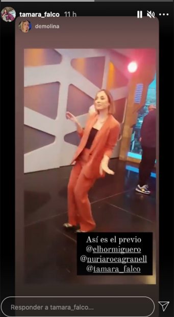 La hija de Isabel Preysler minutos previos a salir en directo en 'El Hormiguero'./Instagram @tamara_falco