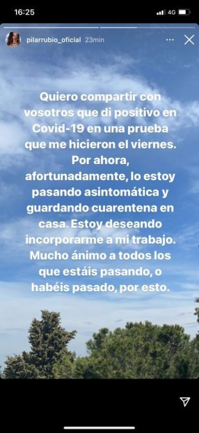 Pilar Rubio anuncia su positivo por COVID-19 / Instagram