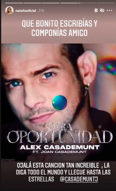 Natalia ha compartido la canción de su amigo Álex Casademunt / Instagram