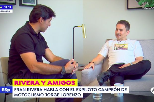 Jorge Lorenzo ha concedido una entrevista a Francisco Rivera para su programa de entrevista en 'Espejo Público'./Antena 3