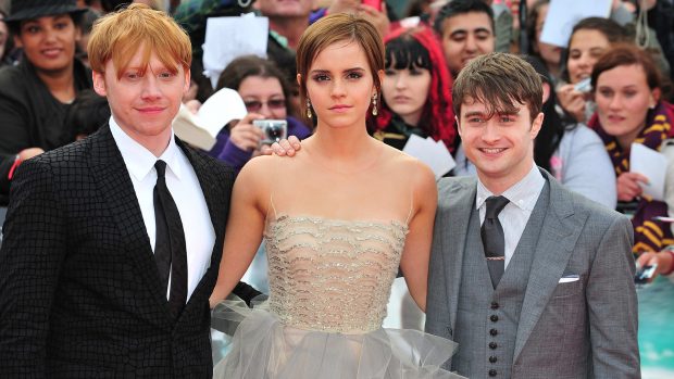 Emma Watson, Rupert Grint y Daniel Radcliffe en una premiere./Gtres