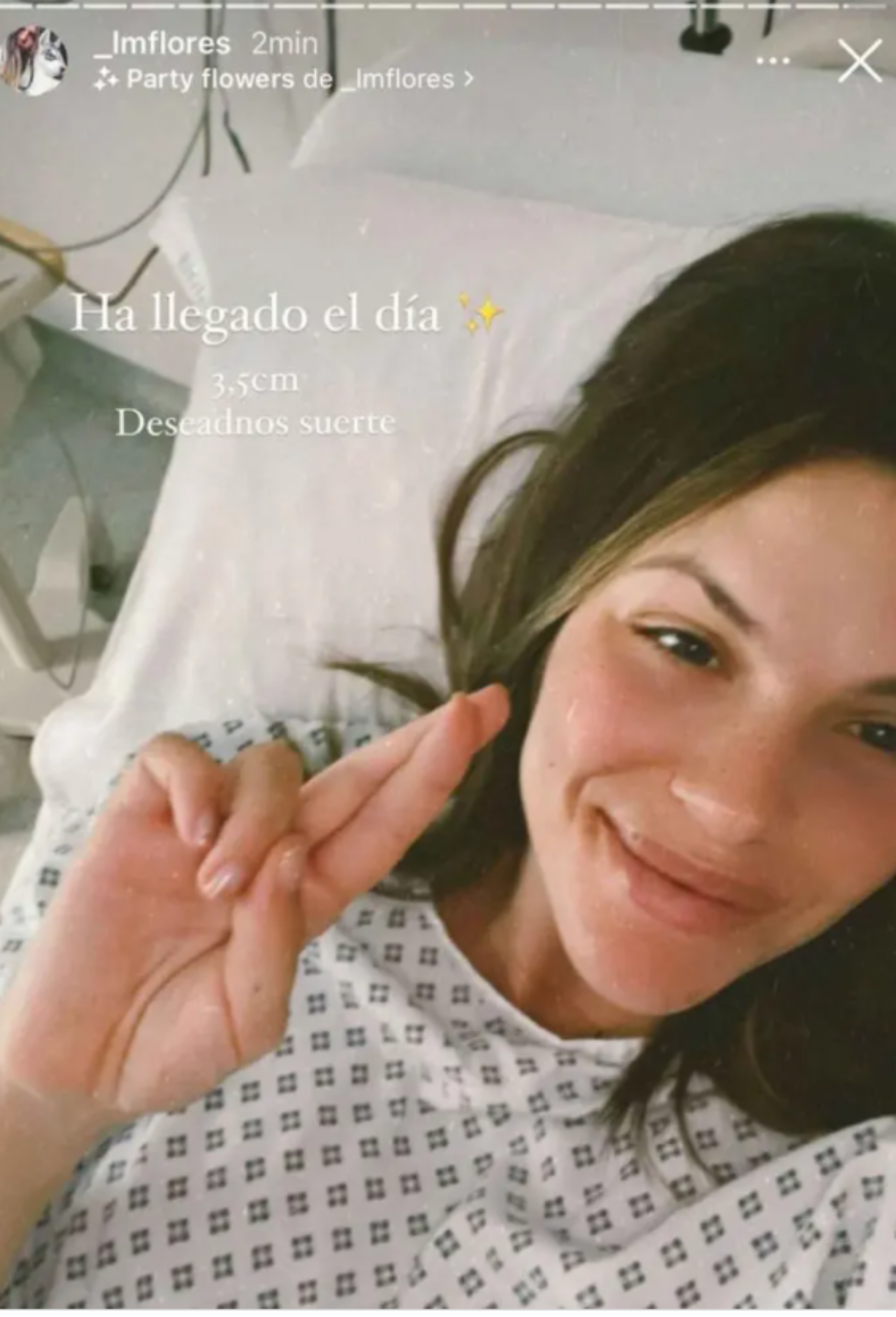 Laura Matamoros, en el hospital para dar a luz / Instagram