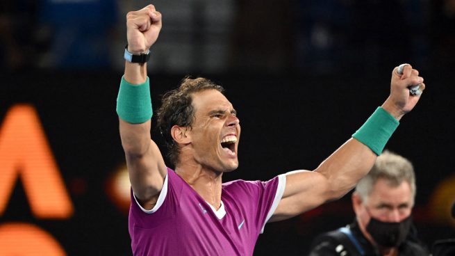 Rafa Nadal celebrando el Grand Slam