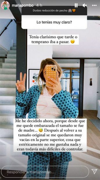 María Pombo revela detalles de su operación de pecho./Instagram @mariapombo
