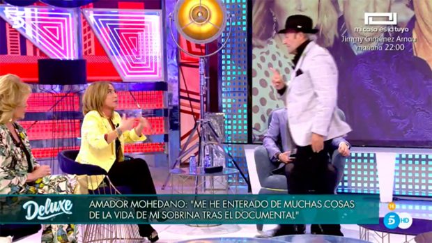 Amador Mohedano y María Patiño han tenido un encontronazo en el plató./Telecinco