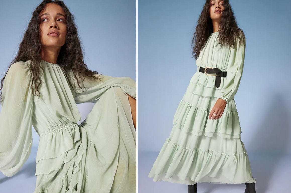 El vestido de gasa verde de H&M para llevar con taconazos a una boda en abril
