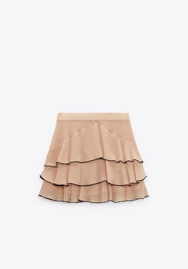 Zara's ruffled shirt and skirt set for a romantic style